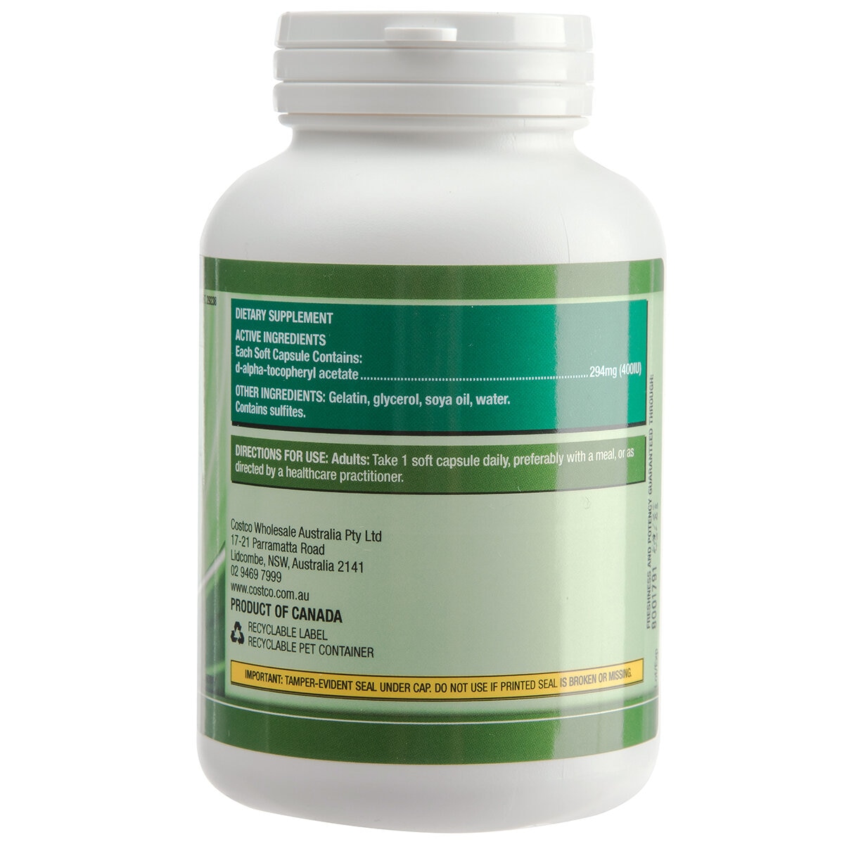 Kirkland Signature Natural Vitamin E 400 IU 200 Softgels