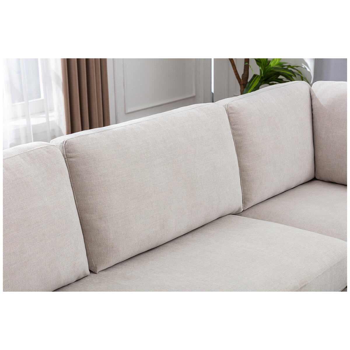 Zoy Monroe 2 Piece Stationary Fabric Chaise Sectional, White