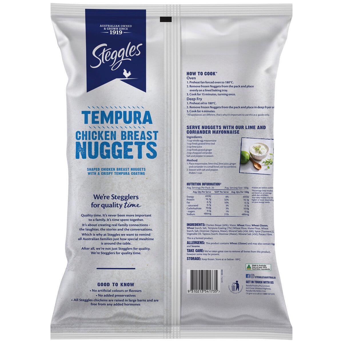 Steggles Tempura Chicken Breast Nuggets 2kg