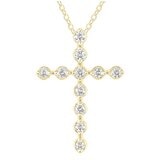 18KT Yellow Gold 0.50ctw Round Diamond Cross Pendant