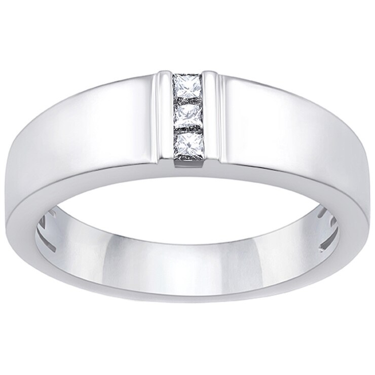 Men's Princess Cut 0.15ctw Diamond 18KT White Gold Ring | Costco Australia