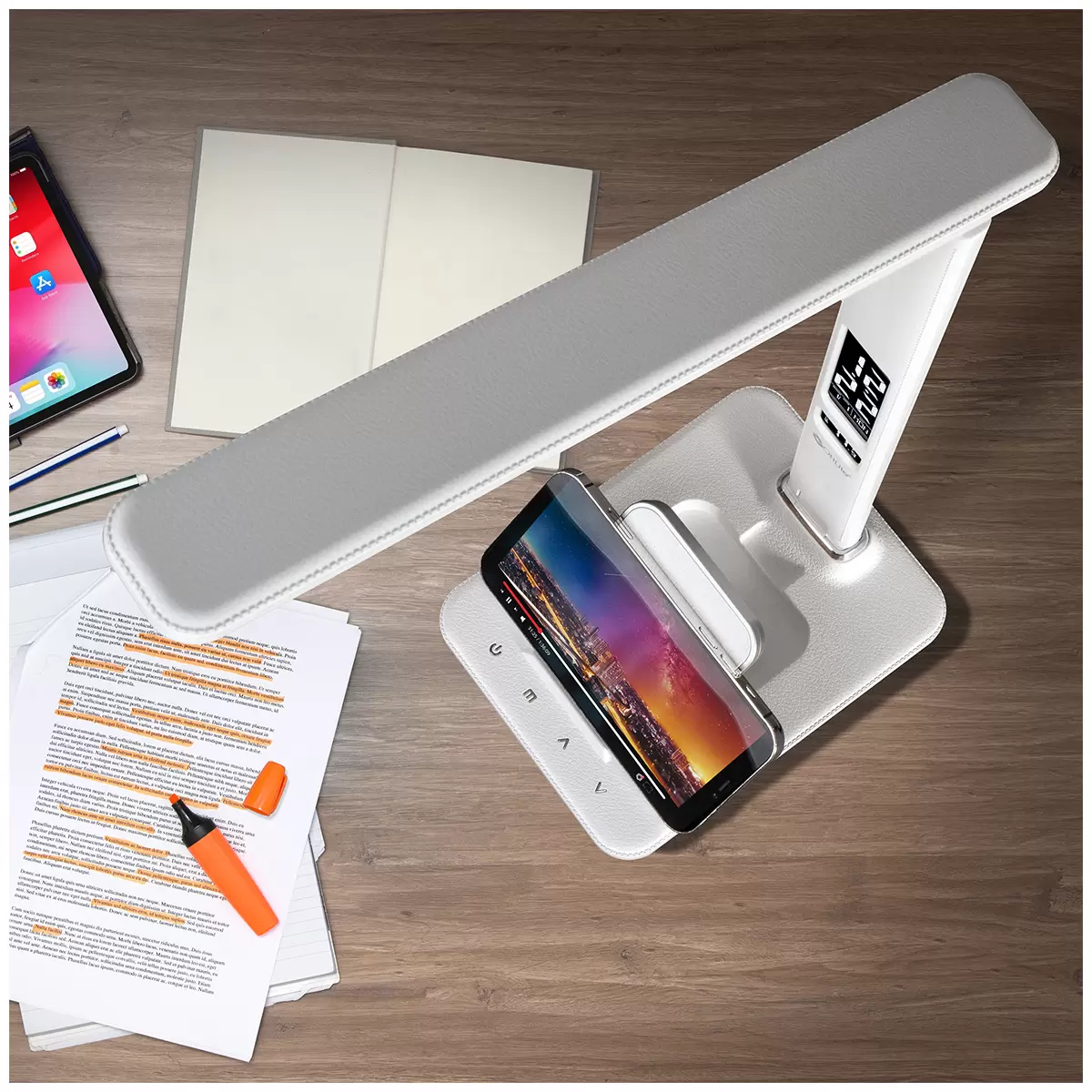 Ottlite LED Desk Lamp with Extendible Wireless Charging Base 