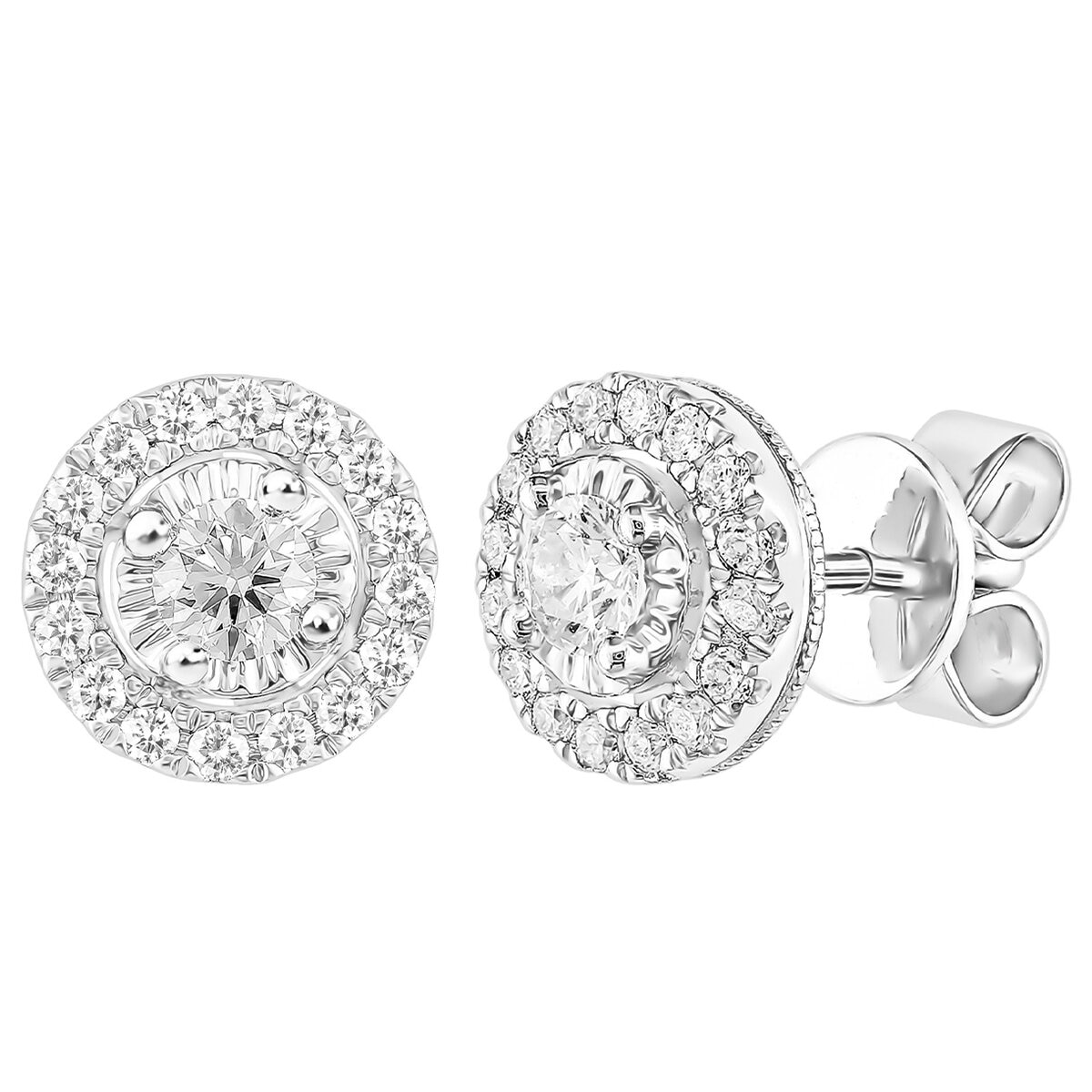 18KT WG 0.40CTW Diamond Sapphire Centre Earrings/