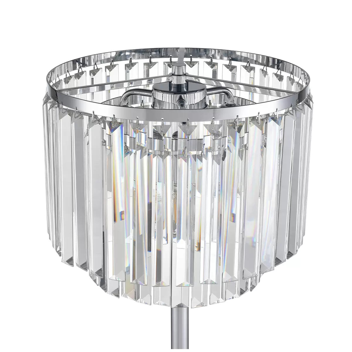 Bridgeport Designs Dual Level Clear Hanging Crystal Table Lamp