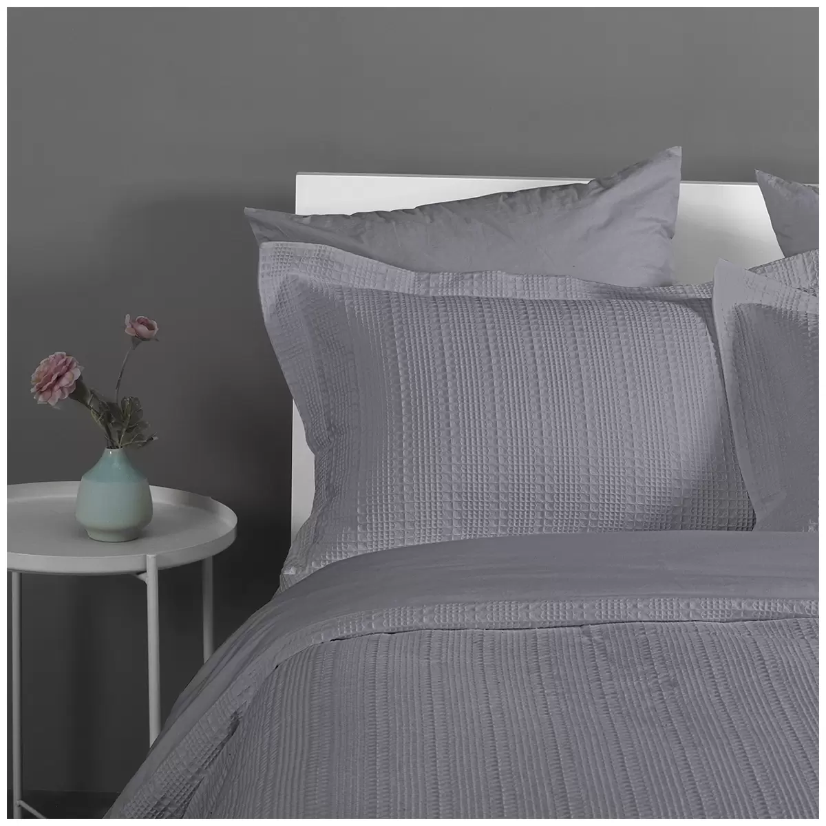 Onkaparinga Yarra Waffle King Bed Quilt Cover Set Grey