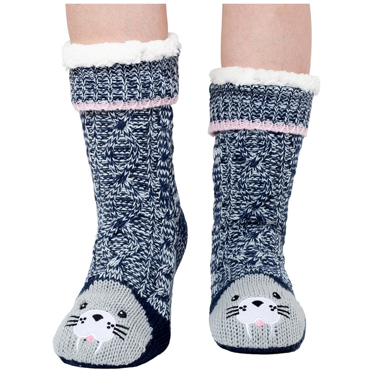 Jane & Bleecker Lined Critter Slipper Socks 2pk | Costco Australia