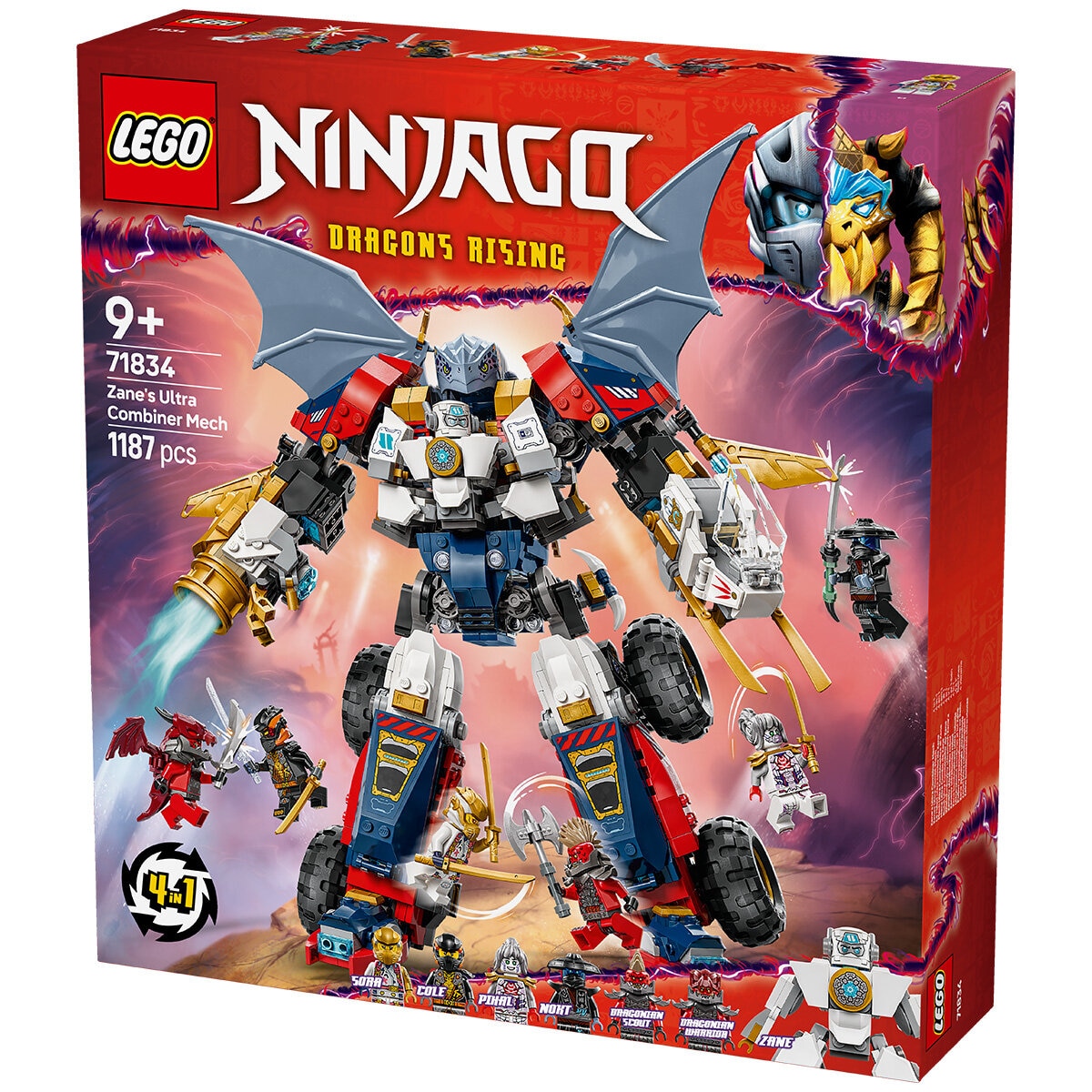 LEGO NINJAGO Zane’s Ultra Combiner Mech Toy 4-in-1 Building Set 71834