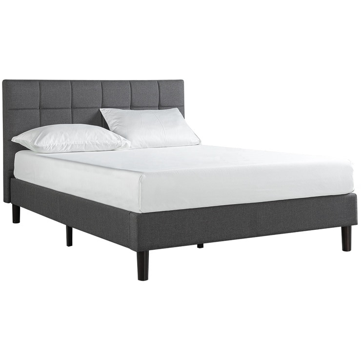 Blackstone Upholstered Square Stitched Platform Double Bed Grey