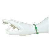 14KT Yellow Gold Dyed Green Round Bezel Jade Link Bracelet