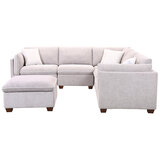 Zoy 6 Piece Fabric Modular Sectional with Ottoman Grey