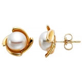 18KT Yellow Gold Cultured Freshwater Pearl Stud Earrings