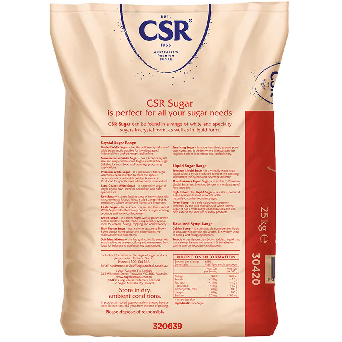 CSR Manufacturer's White Sugar 25kg