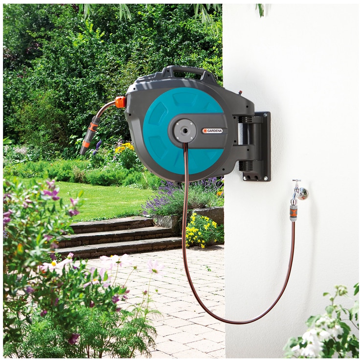 Gardena 25m Automatic Roll Up Wall Mounted Hose Reel Costco Australia