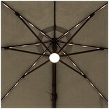 Solar Round LED Cantilever Umbrella 3.35m with Base Mushroom