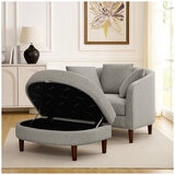 Thomasville Fabric Oversize Accent Chair With Storage Ottoman