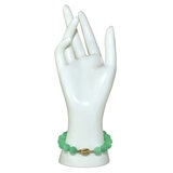 14KT YG Dyed Green Jade Carved Beads Knot Bracelet