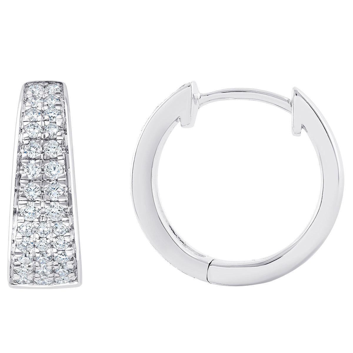 18KT White Gold 0.25ctw Diamond Hoop Earrings