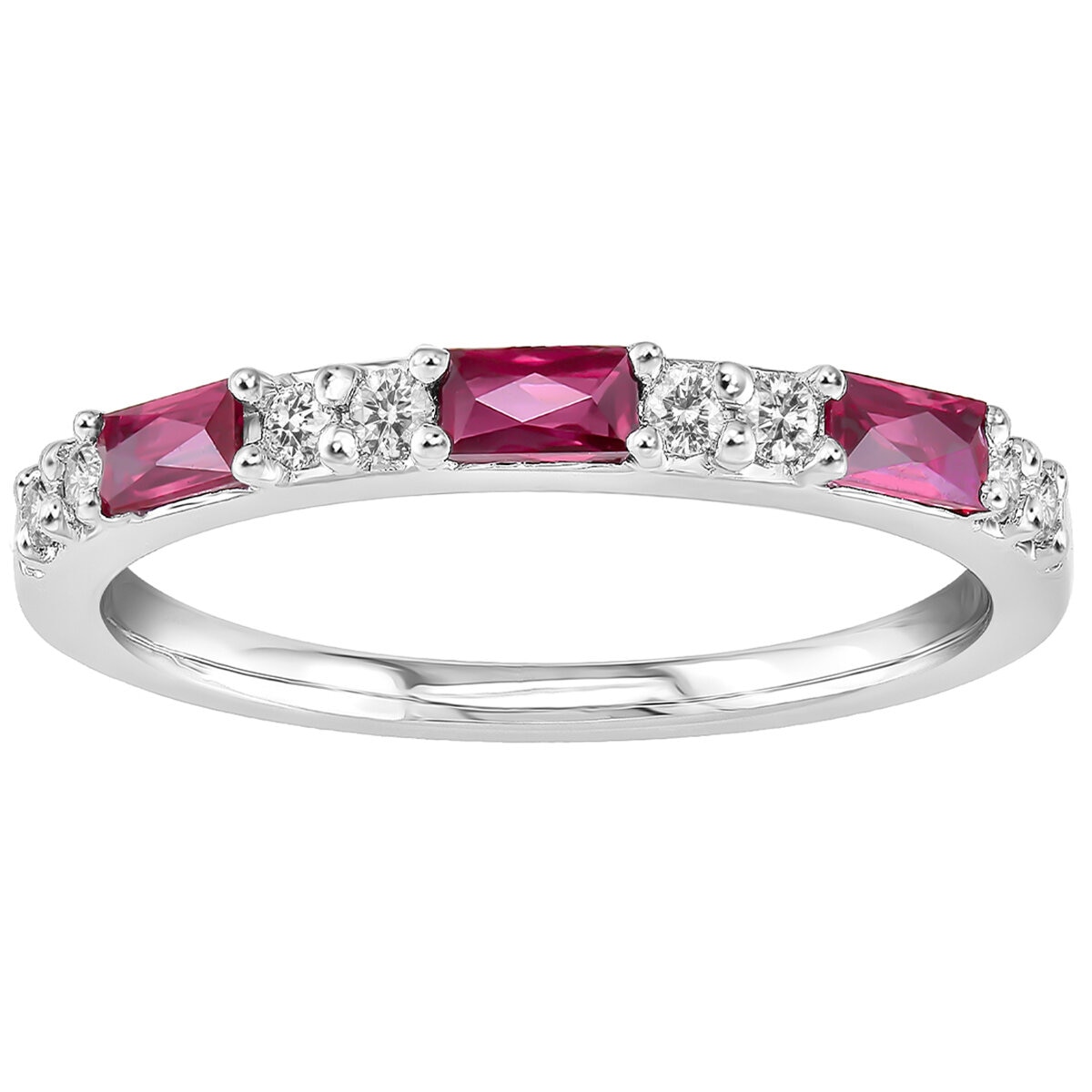 18KT White Gold 0.10ctw Diamond And Ruby Ring