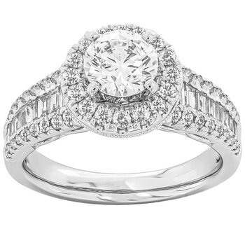 Costco - 18KT White Gold 2.00ctw Round Diamond 0.90ctw Centre Ring