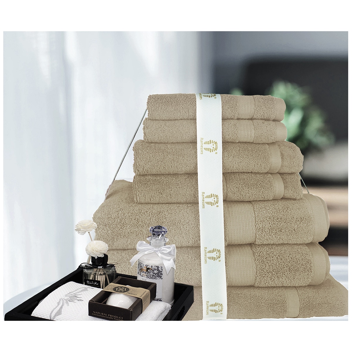 Kingtex Ramesses Bamboo & Cotton Bath Towels Linen 7pc | Costco Au