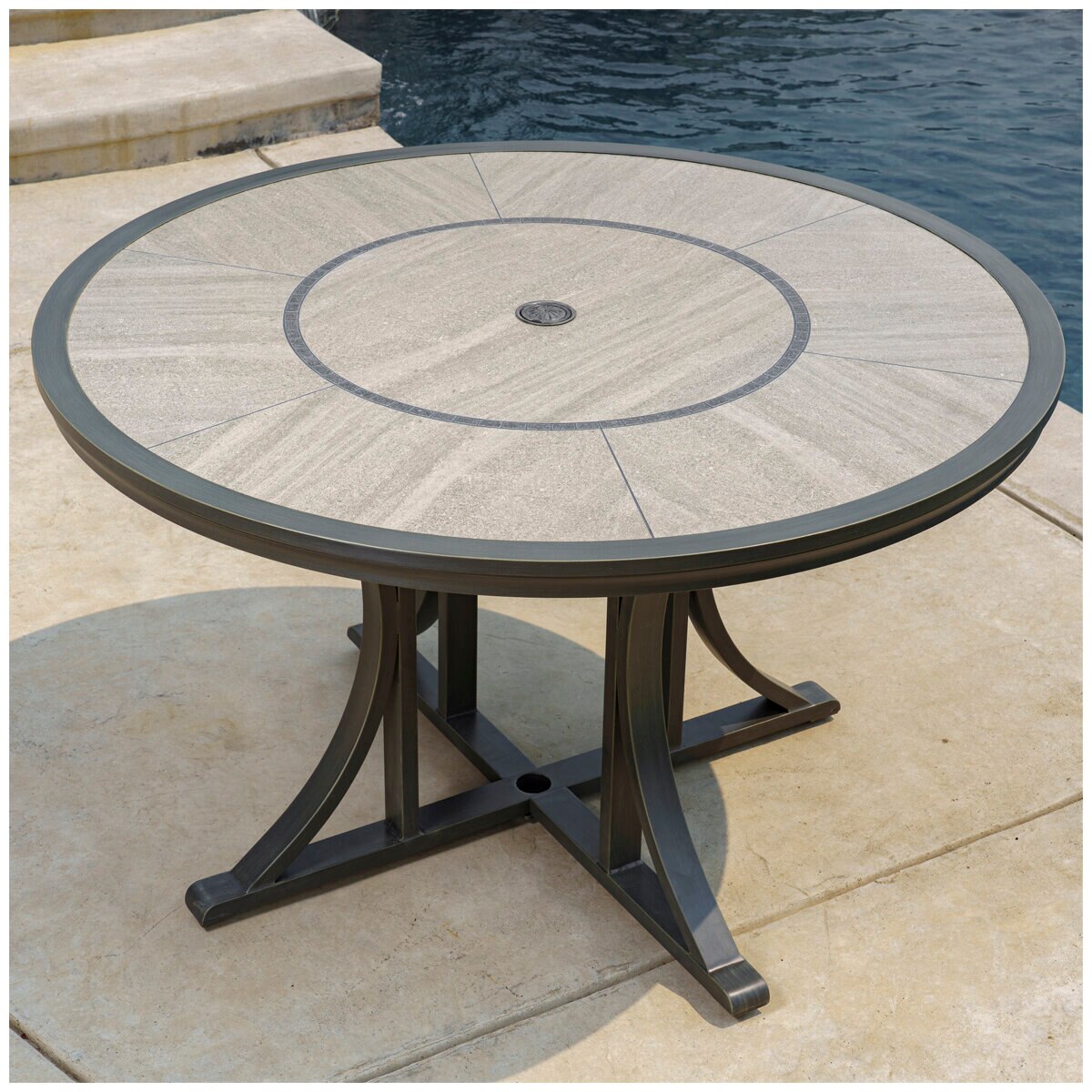 round stone top patio table