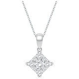 18KT White Gold 0.25ctw Diamond Square Shape Pendant