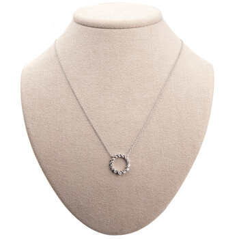 18KT White Gold 0.29ctw Circle Ribbon Necklace