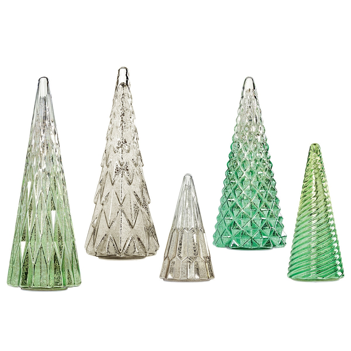 LED Glass Trees 5pk Gold