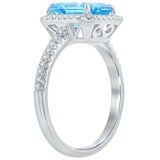 18KT White Gold Halo Blue Topaz 0.24ctw Diamond Ring