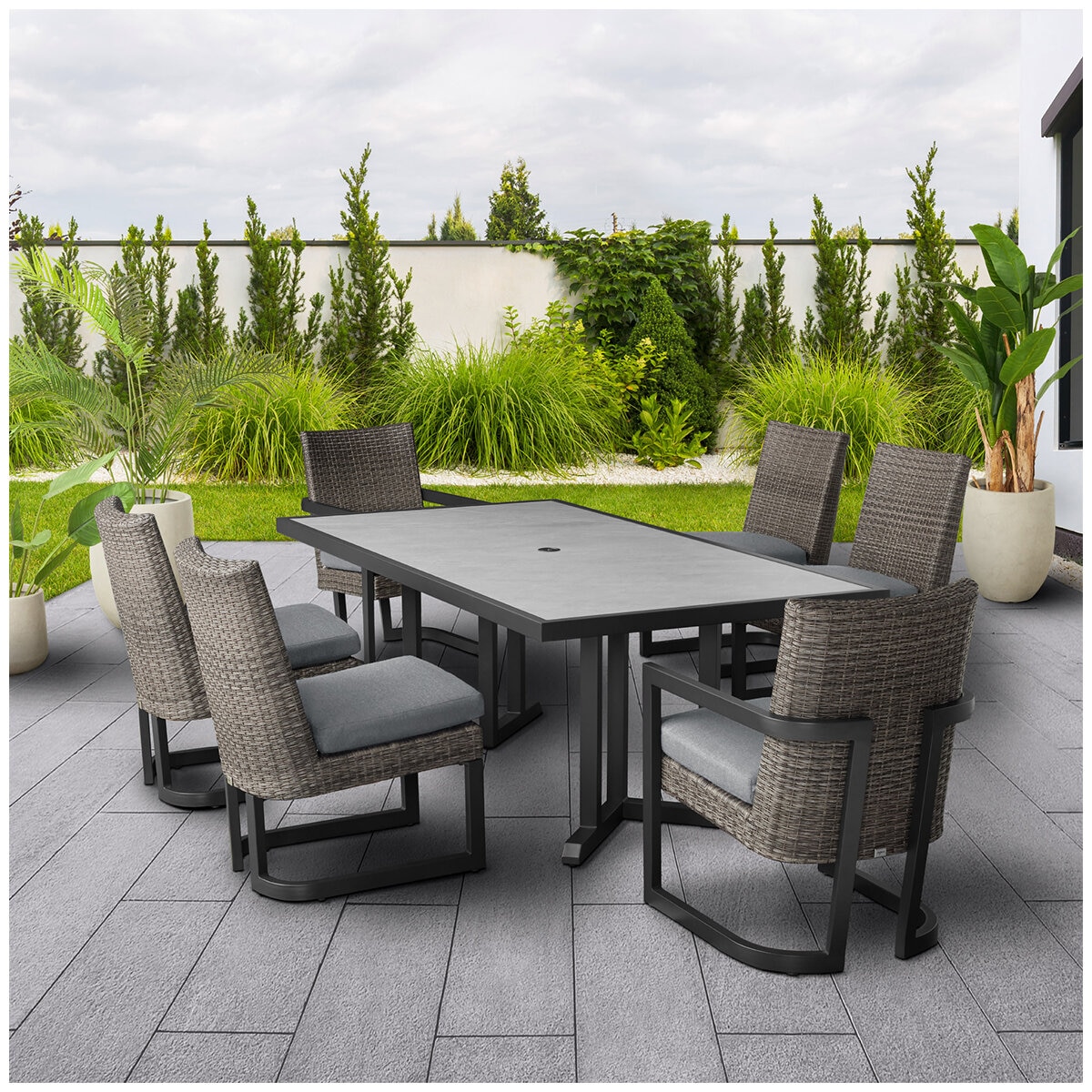 Agio Luna 7 Piece Woven Dining Set Agio Luna 7 Piece Woven Dining Set