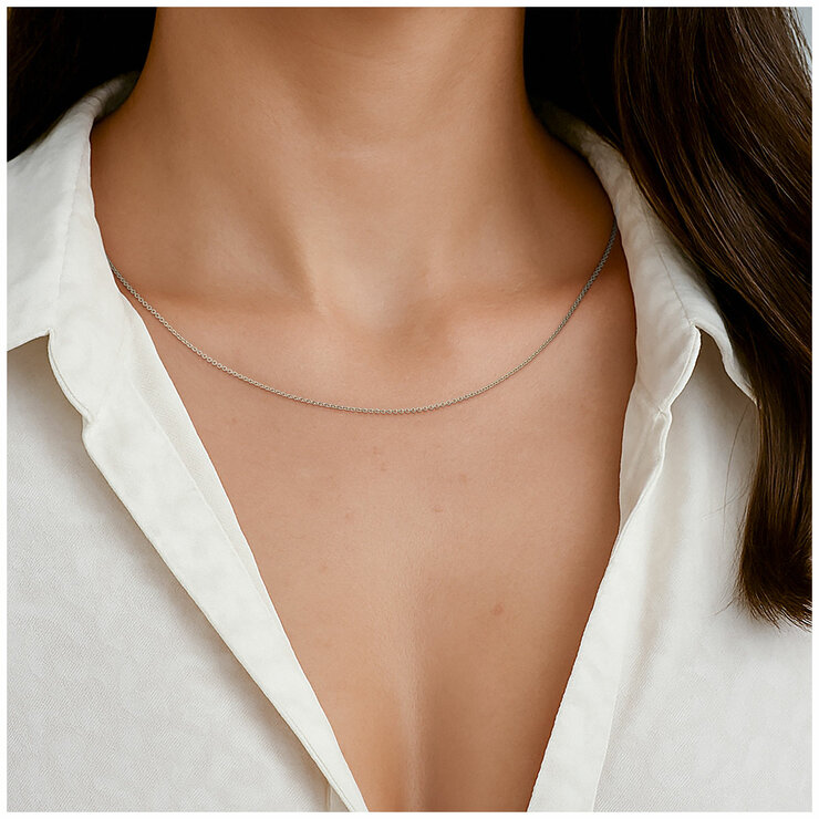 18KT White Gold Cable Chain 18KT White Gold Cable Chain
