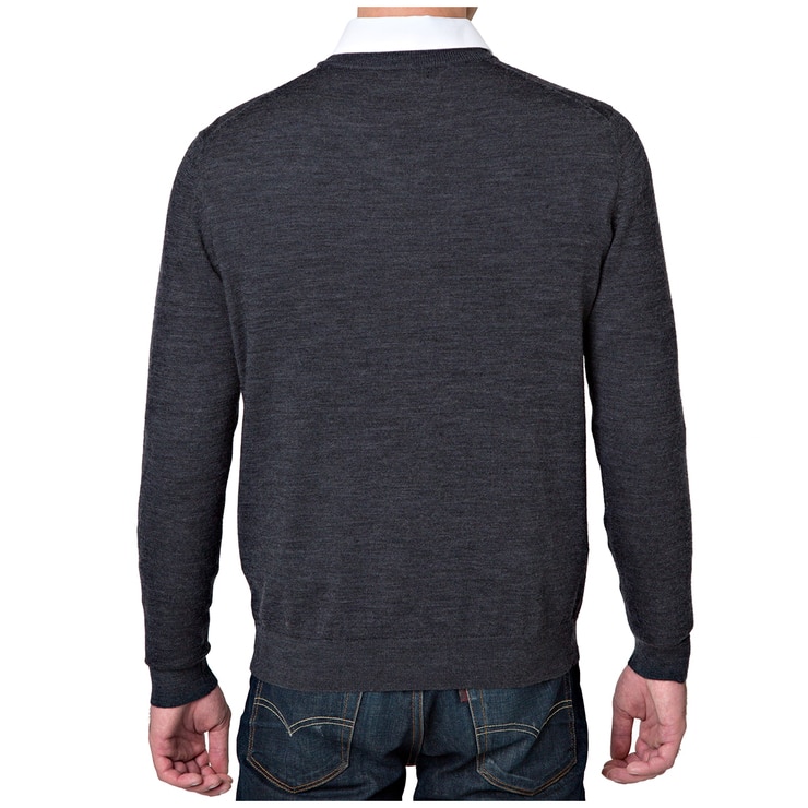 Rough Dress Men's V-Neck Merino Wool Blend Sweater Charcoal | Costco ...