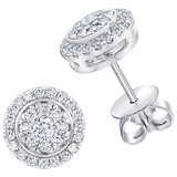 18KT White Gold 0.40ctw Round Diamond Halo Stud Earrings