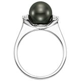 18KT White Gold 0.12ctw Diamond 8-9mm Cultured Pearl Ring