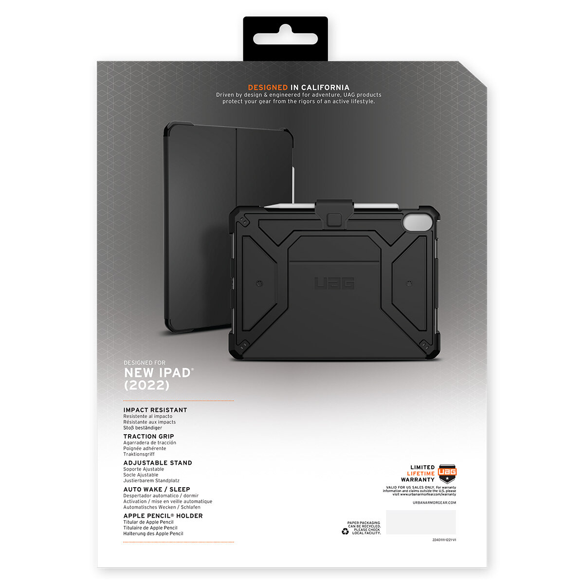 UAG Metropolis SE Apple iPad 10th Gen Folio Rugged Case Black 12339X114040 UAG Metropolis SE Apple iPad 10th Gen Folio Rugged Case Black 12339X114040