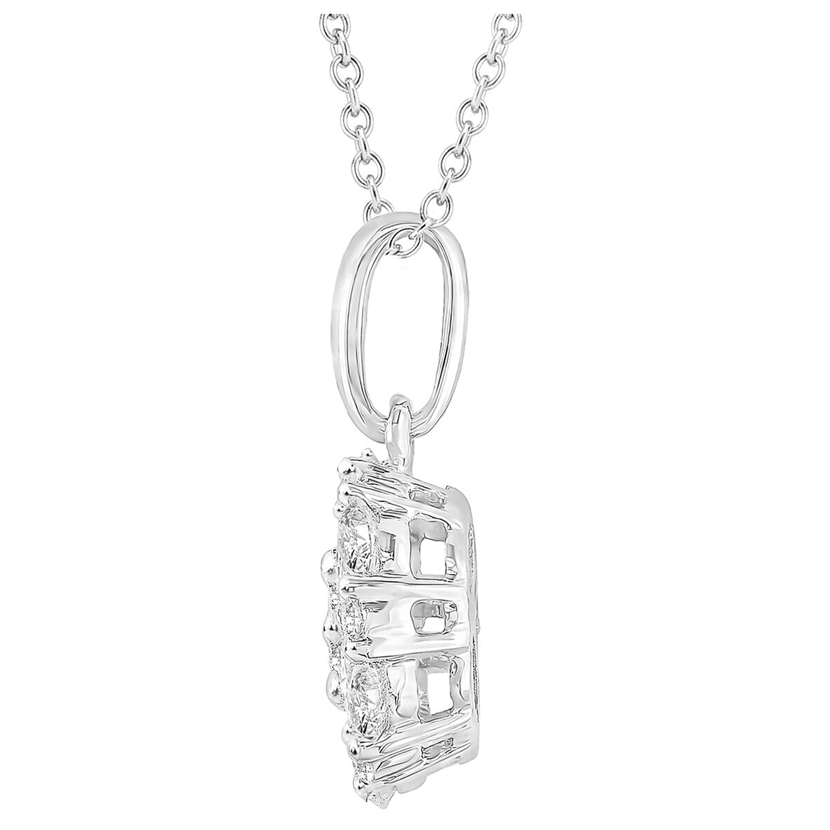 18KT White Gold 0.95ctw Diamond Round Cluster Pendant