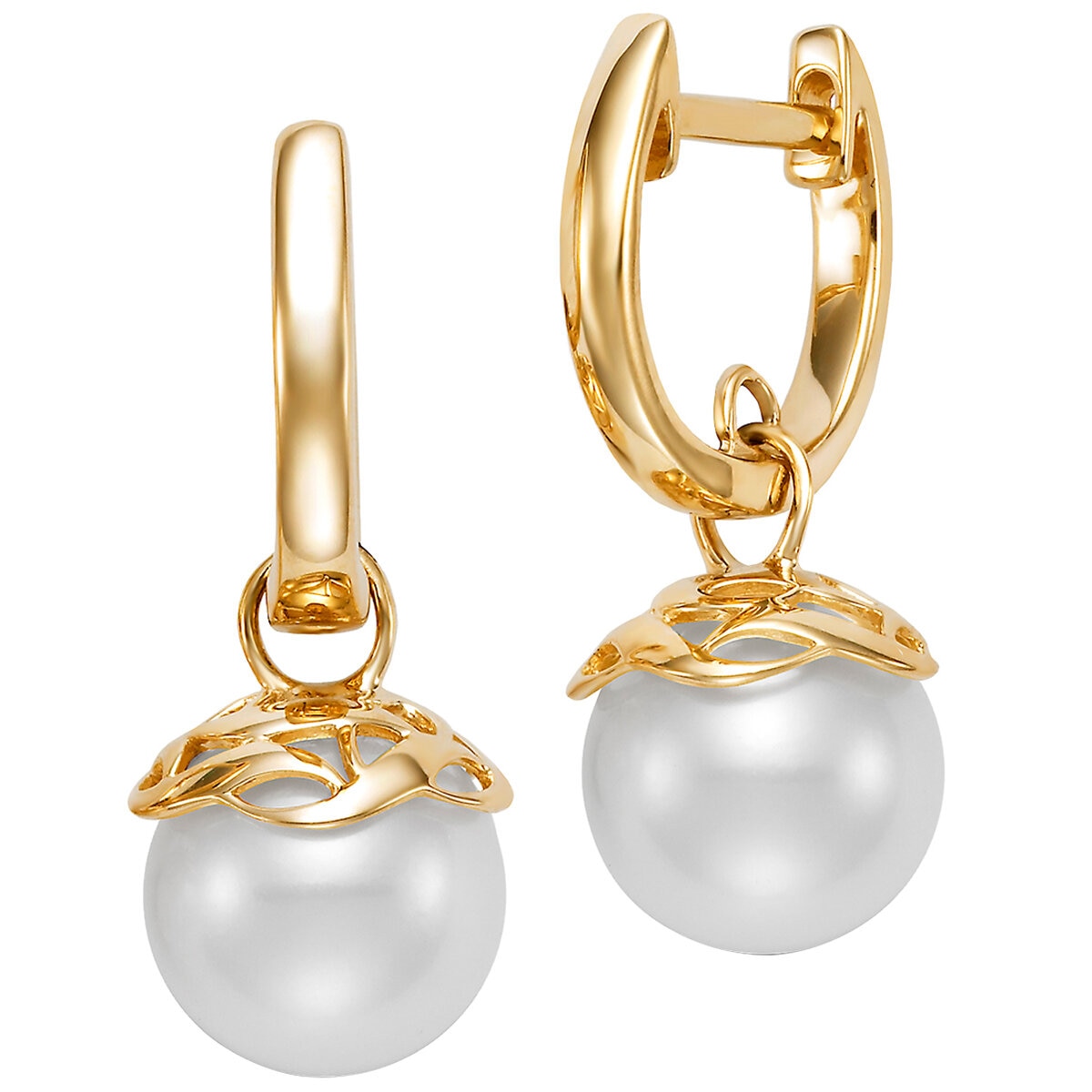14KT Yellow Gold 9.0-9.5mm Cultured Freshwater Pearl Earring