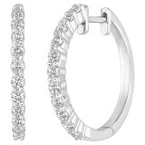 18KT White Gold 1.00ctw Diamond Hoop Earrings