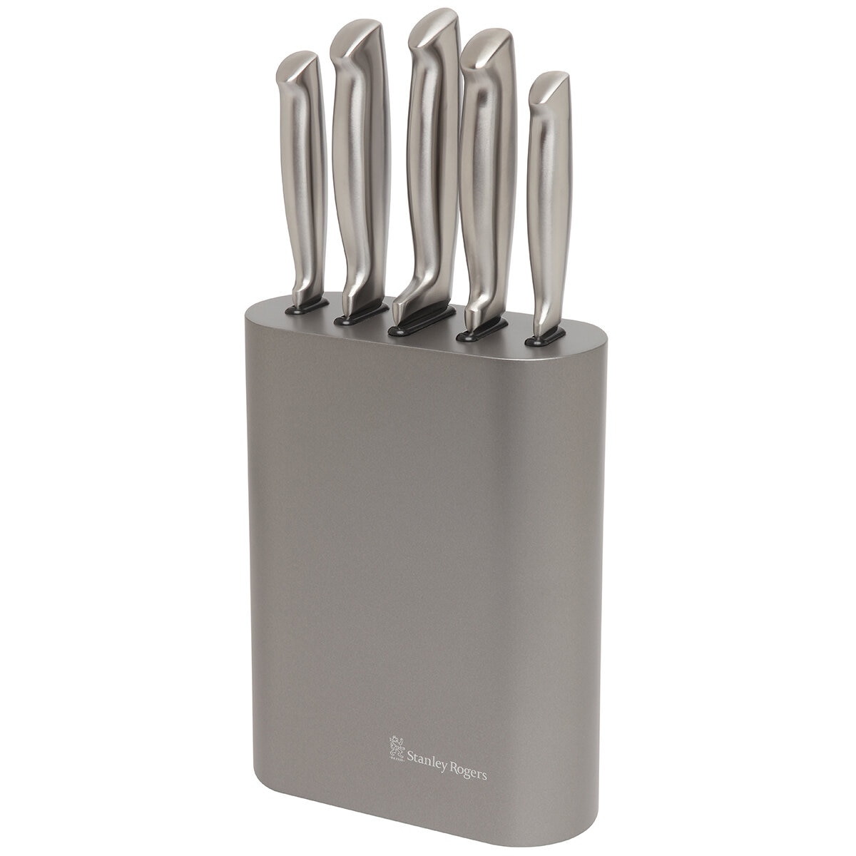 Stanley Rogers Oval Metallic Pewter Knife Block 6 Piece