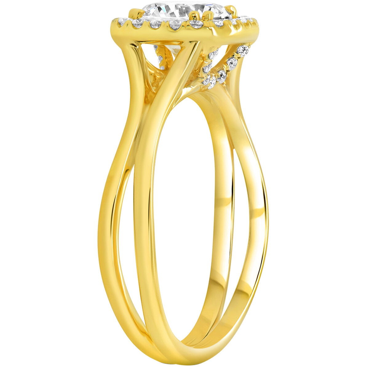 18KT Yellow Gold 1.22ctw Round Diamond Bridal Ring With 1.00ctw Centre