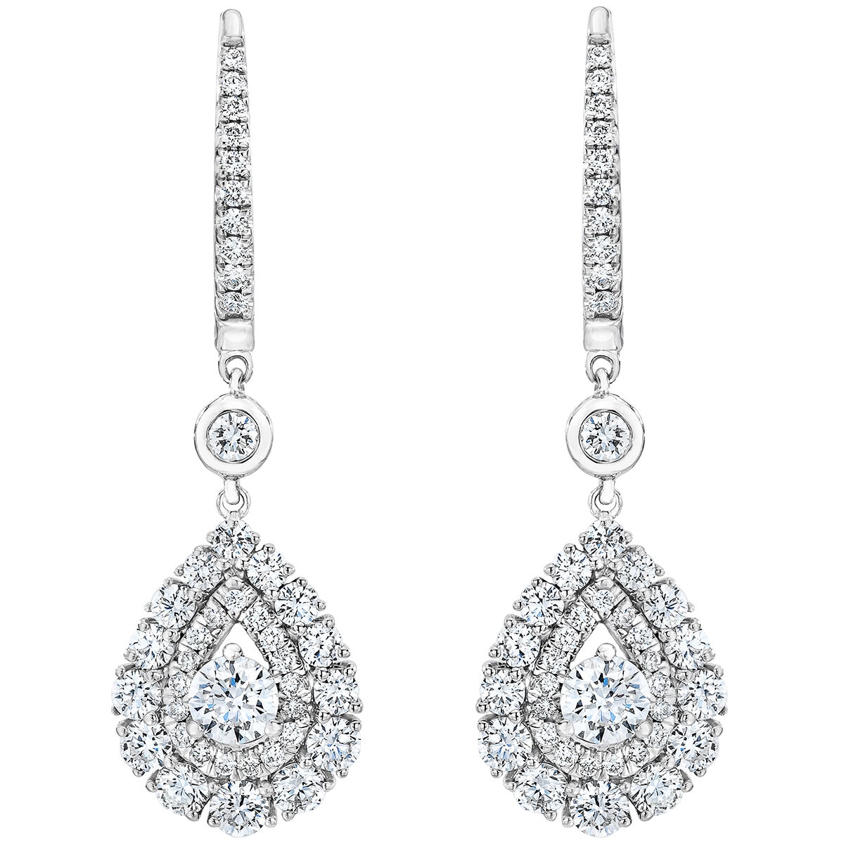 18KT White Gold 1.50ctw Diamond Dangle Earrings