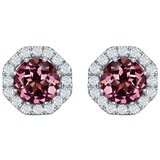 18KT White Gold 0.61ctw Diamond And Tourmaline Earrings