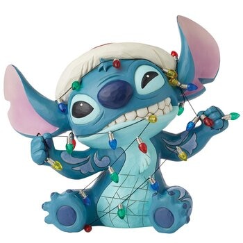 Jim Shore Disney Traditions Stitch Wrapped In Holiday Faux Lights