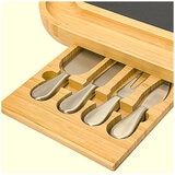 Carrara Bamboo Cheese Board With Stainless Steel Knives Carrara Bamboo Cheese Board With Stainless Steel Knives