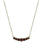 14KT Yellow Gold Graduated Garnet Bar Centre Necklace Chain 43cm