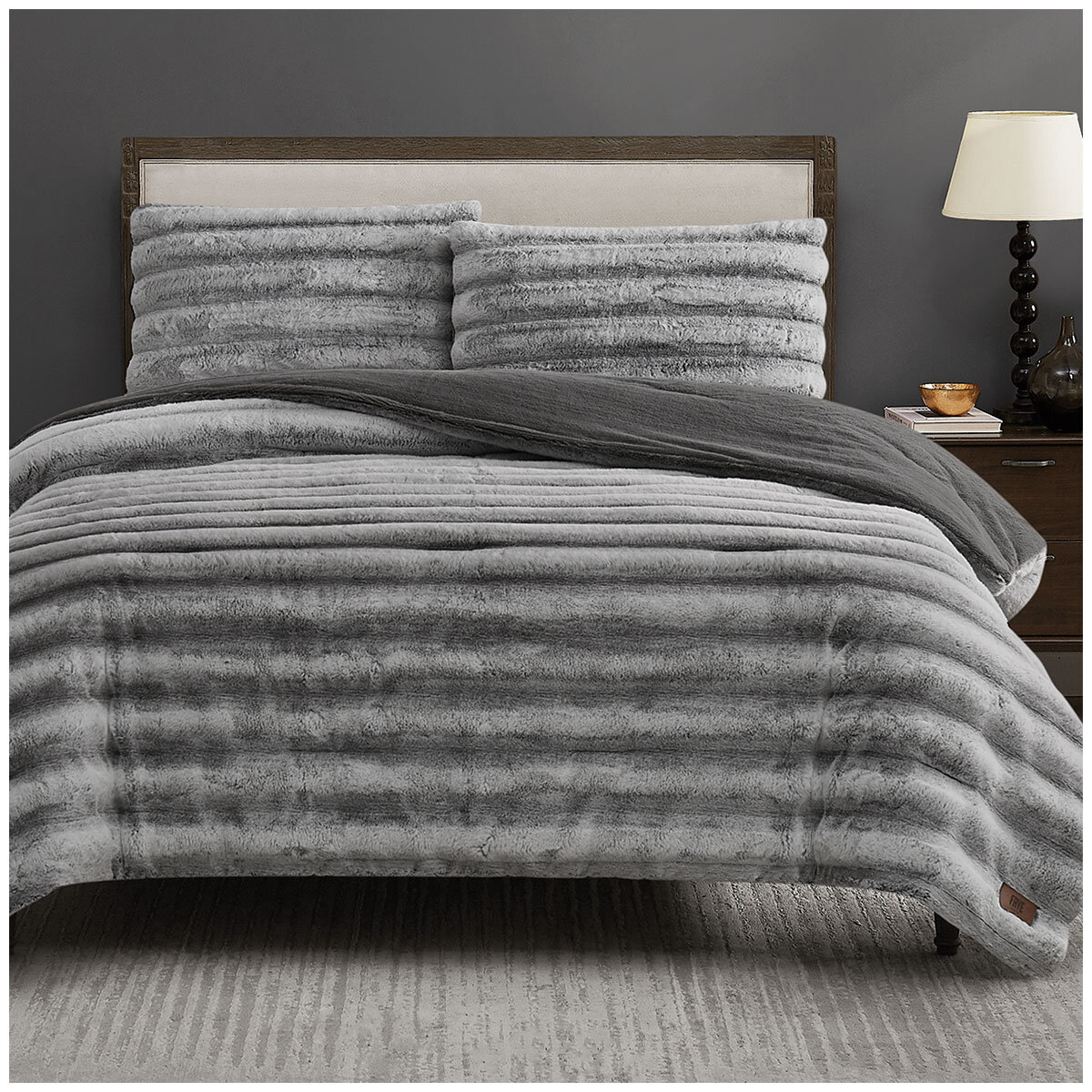 Frye Channel Comforter Queen 3 Piece Set Grey