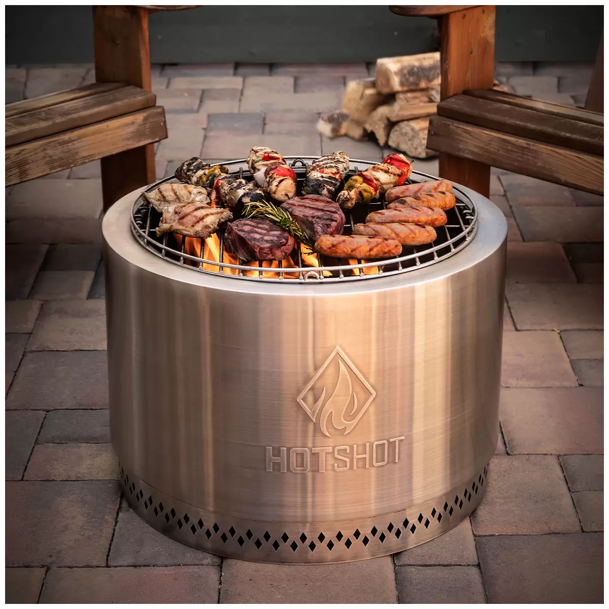 HotShot 22 Inch Wood Burning Fire Pit with Grill