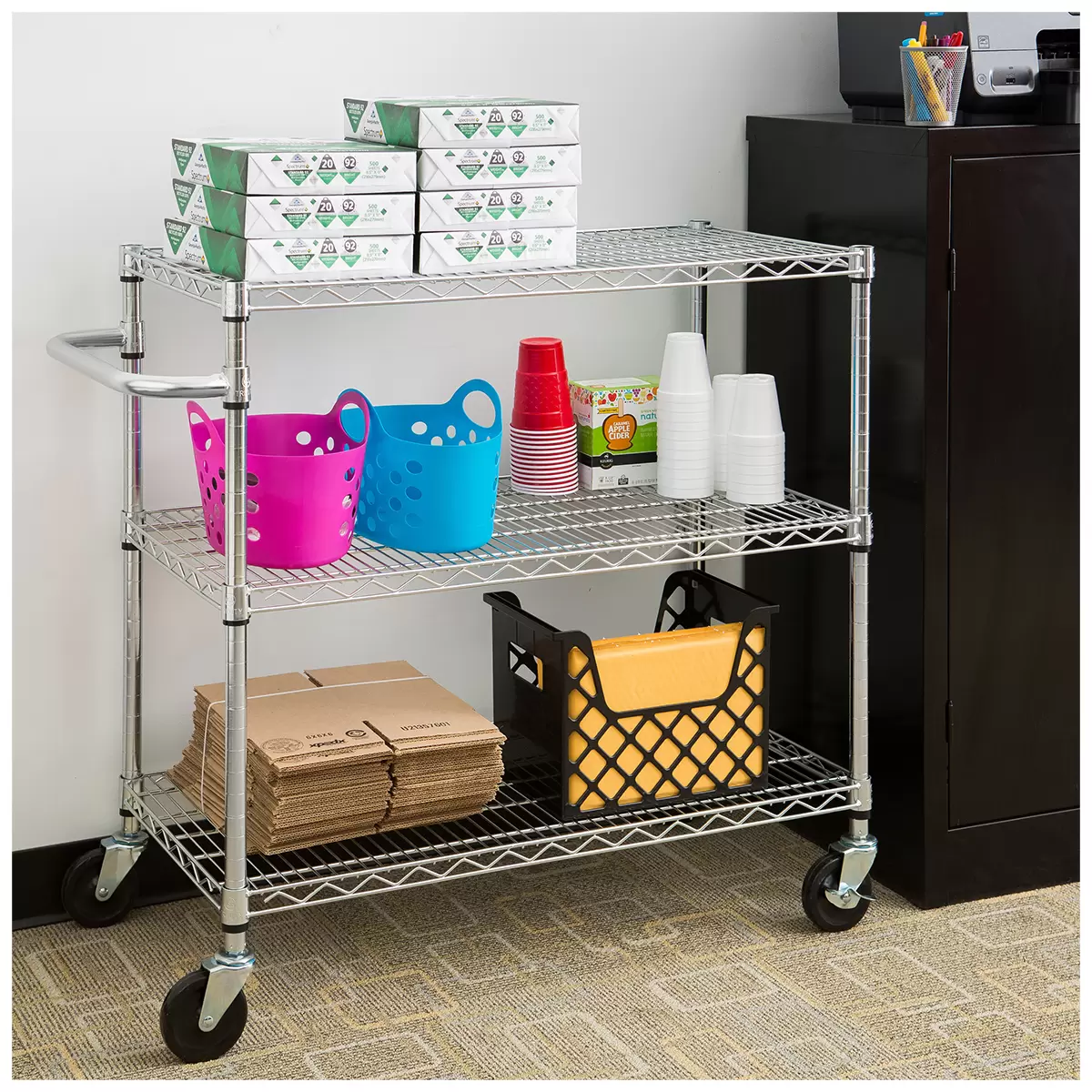 Trinity 3 Tier Storage Cart Silver