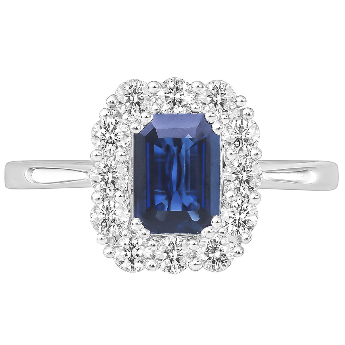 18KT White Gold 0.37ctw Diamond Sapphire Centre Ring