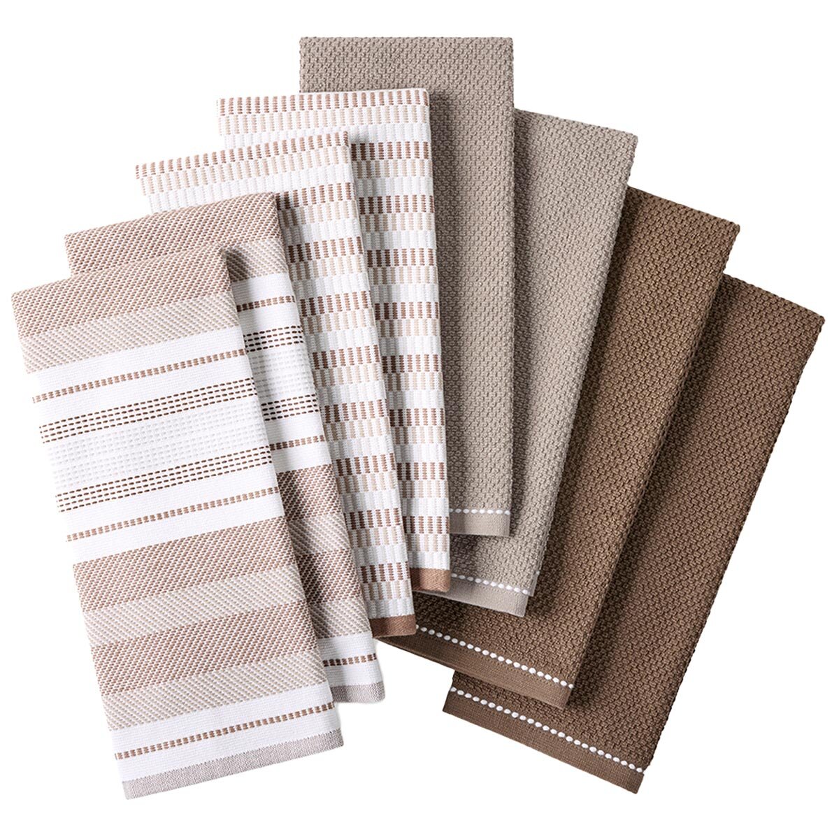 Culinary Classic Shelby Kitchen Towel 8 Pack Mocha